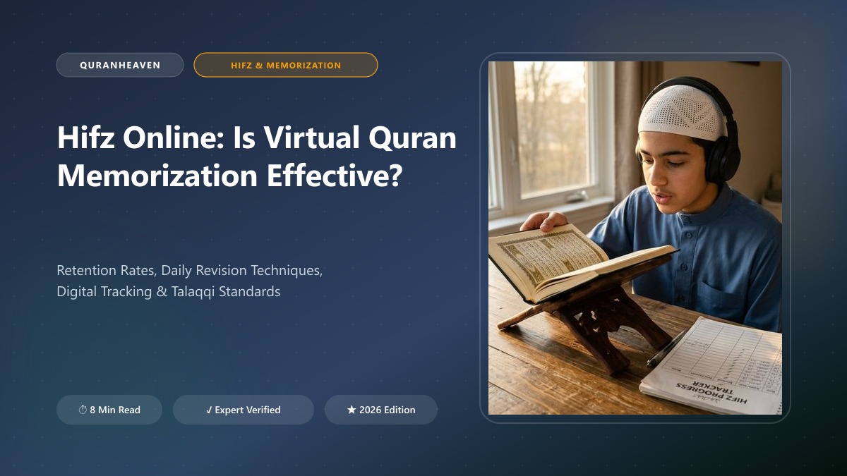 Student completing their online Hifz session with a live certified tutor on a computer screen