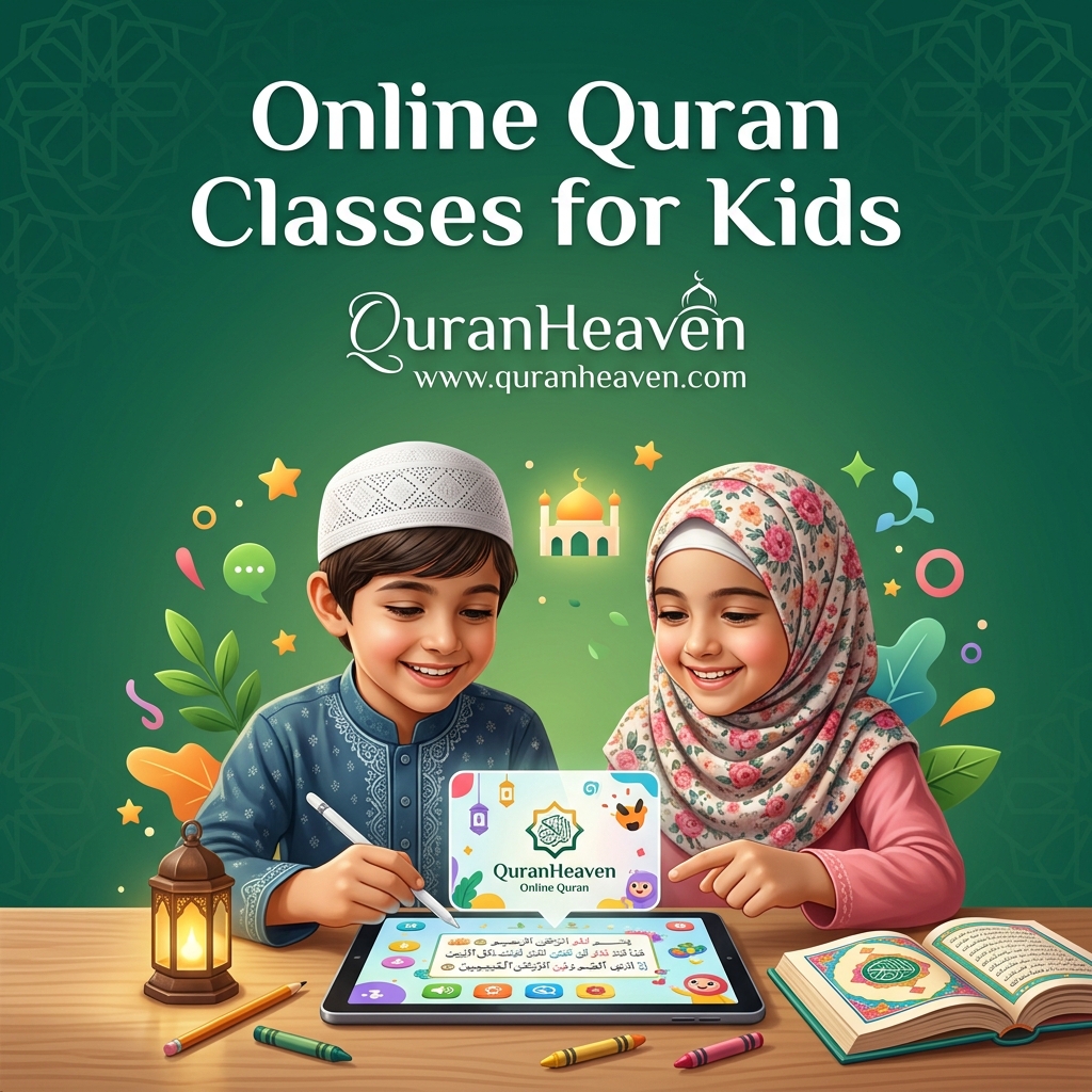 Young child learning Quran at the ideal age with a patient online teacher